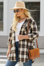 Load image into Gallery viewer, Plus Size Plaid Curved Hem Button Front Shirt
