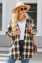 Load image into Gallery viewer, Plus Size Plaid Curved Hem Button Front Shirt